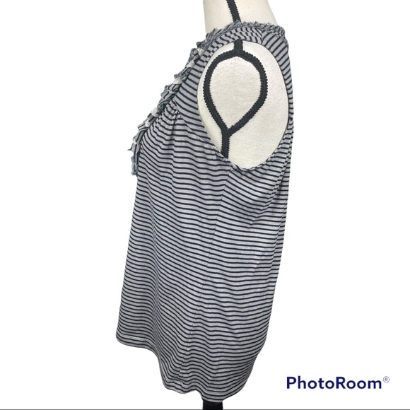 Anthropologie One September Striped Artsy Ruffle Fringe Tank Medium - Picture 2 of 10